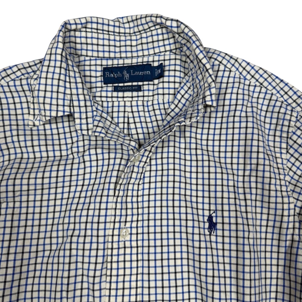 Ralph Lauren Mens Classic Fit Check Button Down Shirt Blue Black White Size M